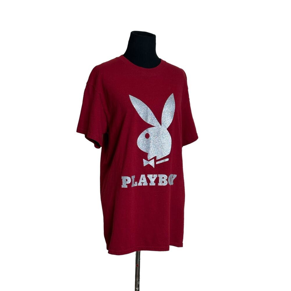 Playboy red sliver bunny logo short sleeves tee size Medium - Picture 6 of 10